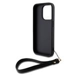 DKNY PU kožený zadný kryt s logom na zápästie pre iPhone 14 Pro Black