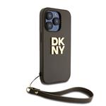 DKNY PU kožený zadný kryt s logom na zápästie pre iPhone 15 Pro Green