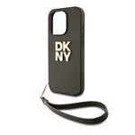 DKNY PU kožený zadný kryt s logom na zápästie pre iPhone 15 Pro Green