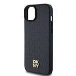DKNY PU kožený zadný kryt s opakujúcim sa vzorom Magsafe pre iPhone 13 Black