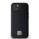 DKNY PU kožený zadný kryt s opakujúcim sa vzorom Magsafe pre iPhone 14 Black