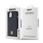DKNY PU kožený zadný kryt s opakujúcim sa vzorom Magsafe pre iPhone 15 Black