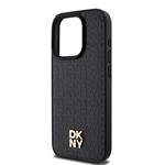 DKNY PU kožený zadný kryt s opakujúcim sa vzorom Magsafe pre iPhone 15 Pro Max Black