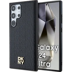 DKNY PU kožený zadný kryt s opakujúcim sa vzorom Magsafe pre Samsung Galaxy S24 Ultra Black