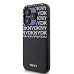 DKNY PU kožený zadný kryt s opakujúcim sa vzorom na kartu pre iPhone 14 Pro Max Black
