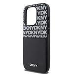 DKNY PU kožený zadný kryt s opakujúcim sa vzorom na kartu pre iPhone 14 Pro Max Black