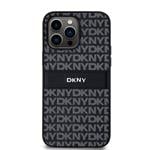 DKNY PU kožený zadný kryt s opakujúcim sa vzorom pre iPhone 14 Pro Black