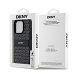 DKNY PU kožený zadný kryt s opakujúcim sa vzorom pre iPhone 15 Pro Black