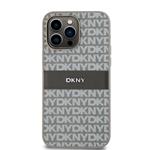 DKNY PU kožený zadný kryt s opakujúcim sa vzorom pre iPhone 15 Pro Max Beige