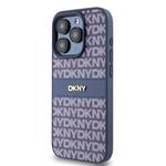 DKNY PU kožený zadný kryt s opakujúcim sa vzorom pre iPhone 15 Pro Max Blue