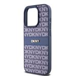 DKNY PU kožený zadný kryt s opakujúcim sa vzorom pre iPhone 15 Pro Max Blue