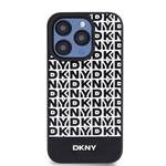 DKNY PU Leather Repeat Pattern Bottom Stripe MagSafe Zadní Kryt pro iPhone 13 Pro Max Black