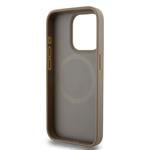 DKNY PU Leather Repeat Pattern Bottom Stripe MagSafe Zadní Kryt pro iPhone 15 Pro Max Brown