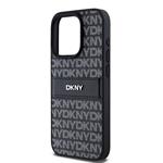 DKNY PU Leather Repeat Pattern Tonal Stripe Zadní Kryt pro iPhone 14 Pro Max Black