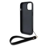 DKNY PU Leather Stack Logo Wrist Strap Zadní Kryt pro iPhone 15 Black