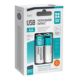 Dobíjacie batérie ColorWay AA 2200mAh/ USB-C/ 1,5V/ 6ks v balení