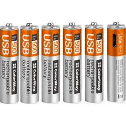 Dobíjacie batérie ColorWay AAA 400mAh/ micro USB/ 1,5V/ 6ks v balení