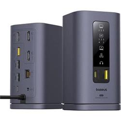 Dokovací stanice 11v1 Baseus Spacemate 100W 2xUSB-C, 4xUSB, 3xHDMI, 1xRJ45, 3,5mm jack šedá