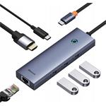Dokovacia stanica Baseus Ultra Joy USB 6v1 (USB-C/1xHDMI4K30Hz/3xUSB 3.0/1xPD/RJ45) sivá