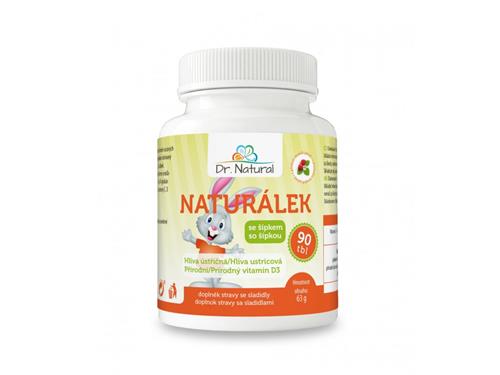 Dr.Natural Naturálek Hlíva ústřičná s vit. D pro děti 90 tbl.