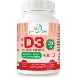 Dr.Natural Vitamín D3 pre deti 400 IU 90 tbl. s jahodovou príchuťou