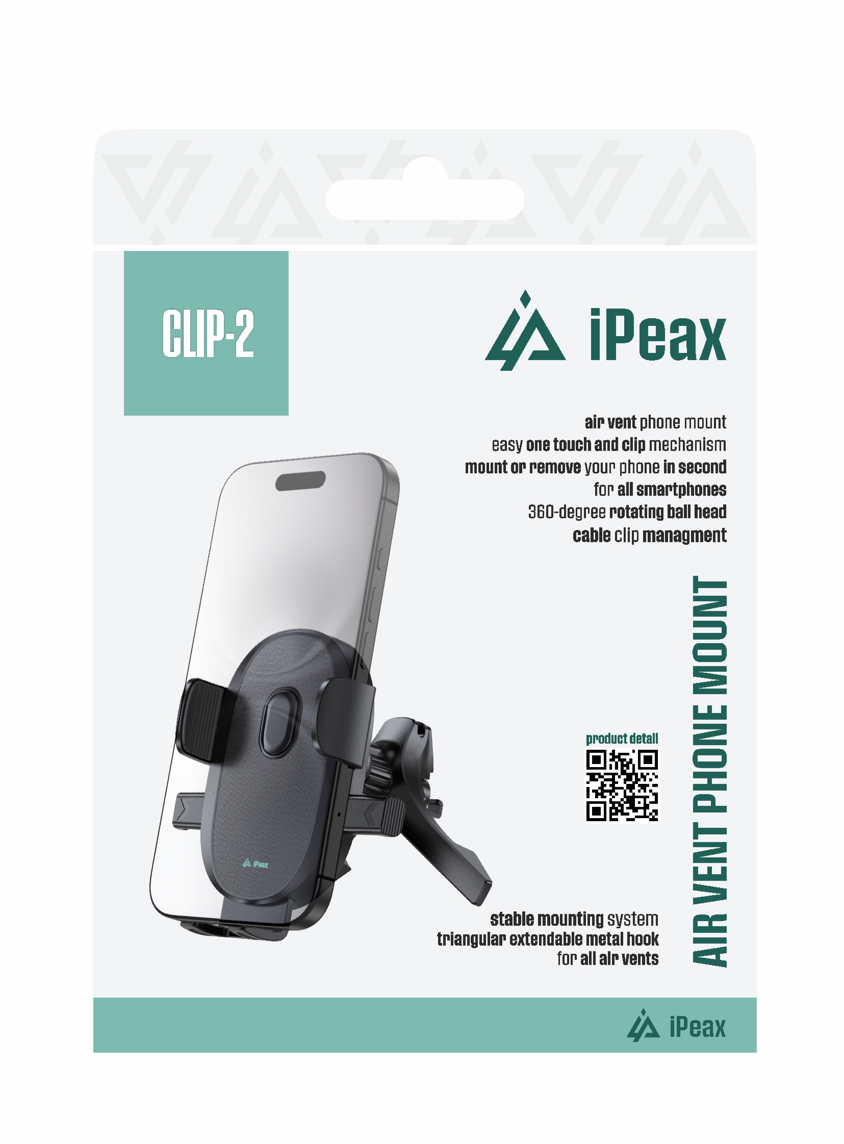 Držiak do auta iPEAX Clip-2, čierny
