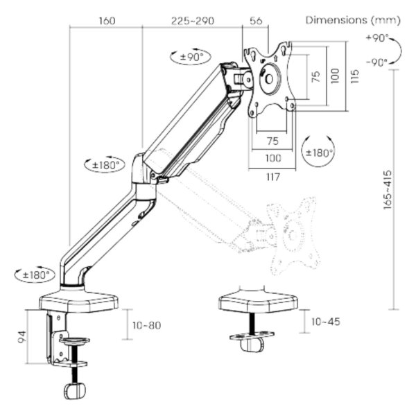 Držiak monitora Brateck LDT46-C012E