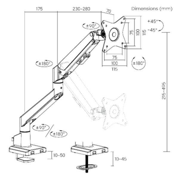 Držiak monitora Brateck LDT62-C012