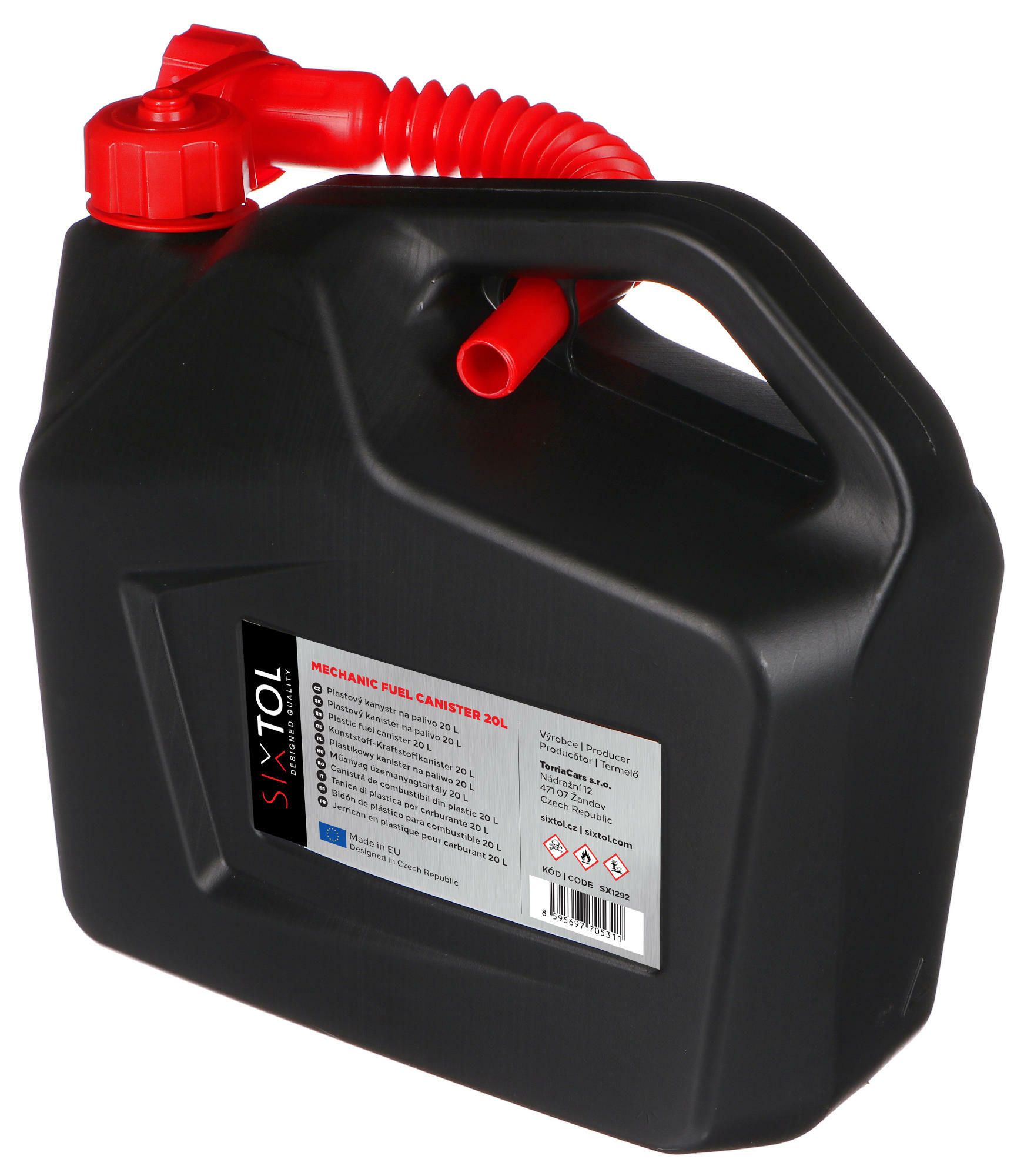 DTZ SIXTOL Plastový kanister MECHANIC FUEL CANISTER 20L čierny