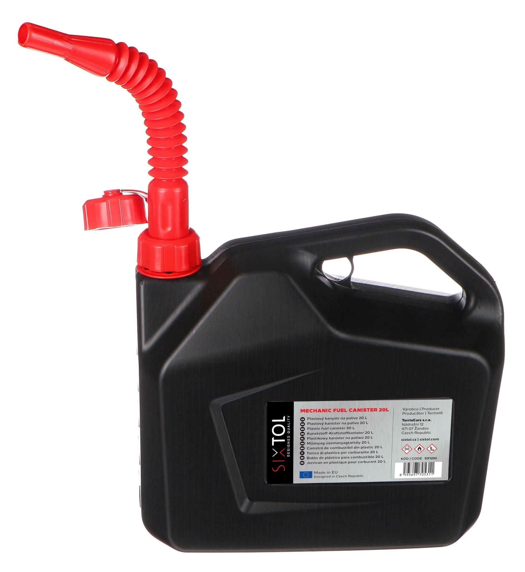 DTZ SIXTOL Plastový kanister MECHANIC FUEL CANISTER 20L čierny