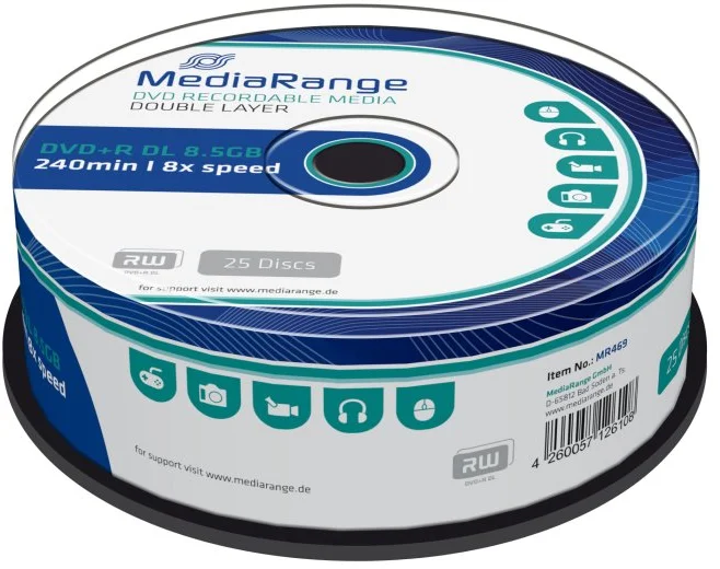 DVD+R DL MediaRange 8.5GB 8x SPINDL (25pack)