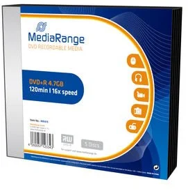 DVD+R MediaRange 4,7GB 16x slimcase (5pack)