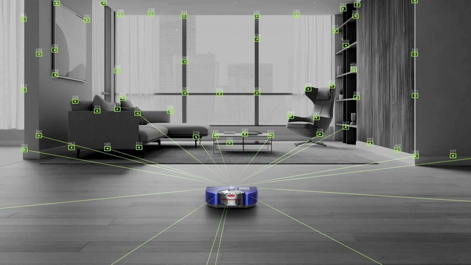 Dyson 360 Vis Nav, modrá/sivá