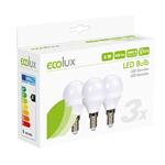 ECOLUX LED žiarovka Ecolux 3-pack, miniglobe, 6W, E14, 3000K, 450lm, 3ks