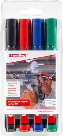 EDDING Permanentní popisovač "300", 4 barvy, 1,5-3mm, kuželový hrot