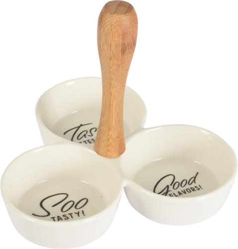EH Servírovacie misy s rukoväťou porcelán / drevo