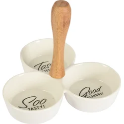 EH Servírovacie misy s rukoväťou porcelán / drevo
