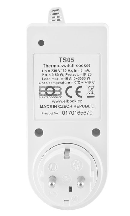ELEKTROBOCK teplotně spínaná zásuvka TS05