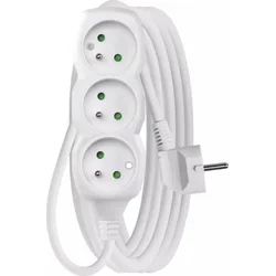 EMOS Predlžovací kábel 3 zásuvky 5 m, biely 1,5 mm2
