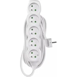 EMOS Predlžovací kábel 5 zásuviek 10 m, biely, PVC, 1,5 mm2