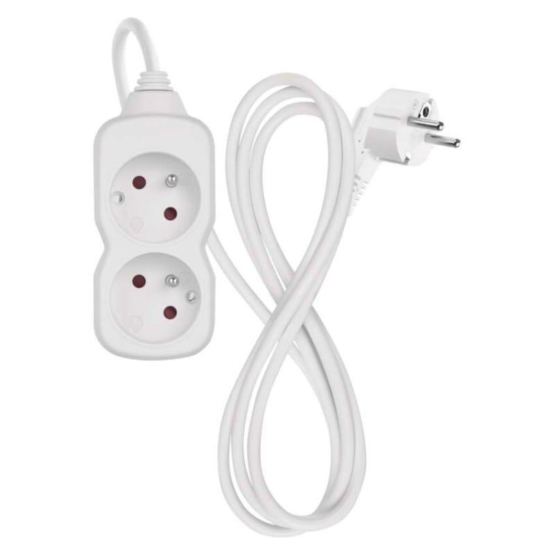 Emos prodlužovací kabel 1,4 m / 2 zásuvka / bílý / PVC / 1 mm2
