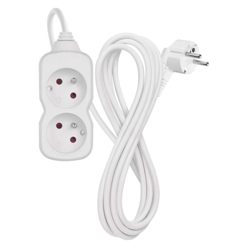 Emos prodlužovací kabel 3 m / 2 zásuvka / bílý / PVC / 1 mm2