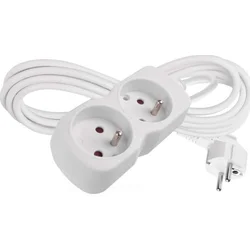 Emos prodlužovací kabel 3 m / 2 zásuvka / bílý / PVC / 1 mm2