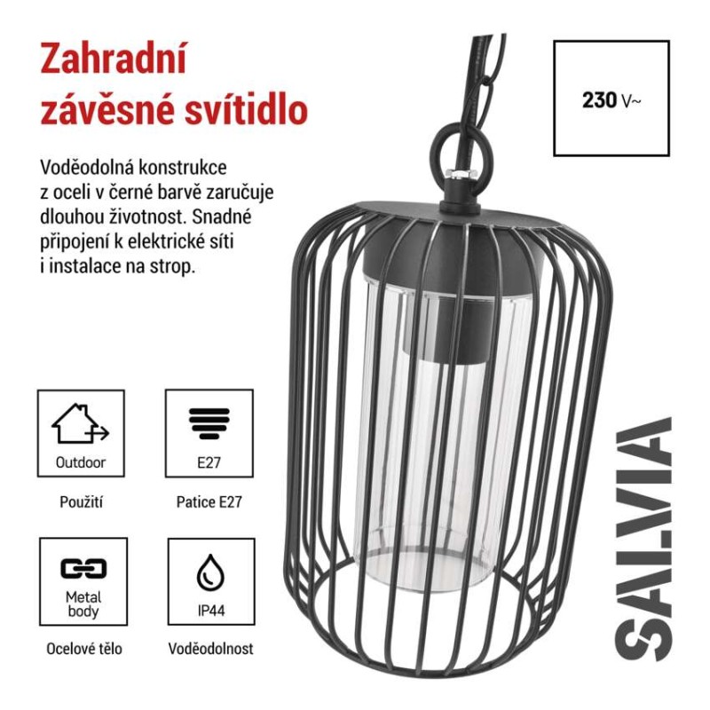 EMOS Zahradní závěsné svítidlo SALVIA 1554001000