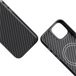 Epico Mag+ Hybrid Carbon Case - kompatibilný s MagSafe pre iPhone 15 - čierny