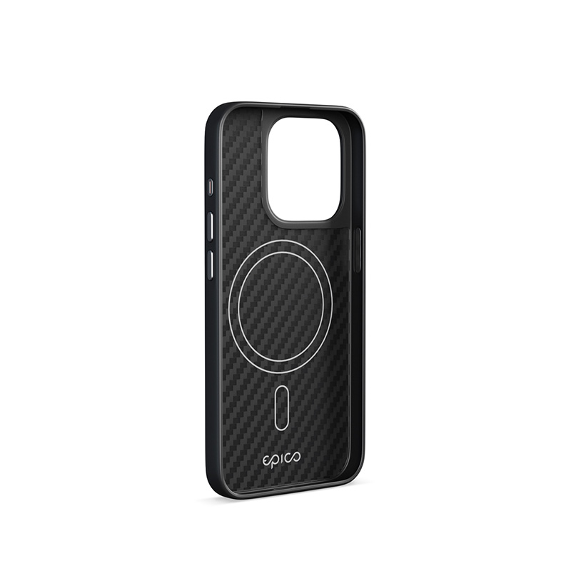 Epico Mag+ Hybrid Carbon Case - puzdro kompatibilné s MagSafe pre iPhone 15 Pro Max - čierne