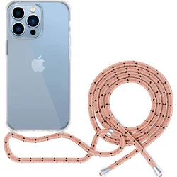 EPICO priehľadný kryt so šnúrkou pre iPhone 13 Pro - ružový