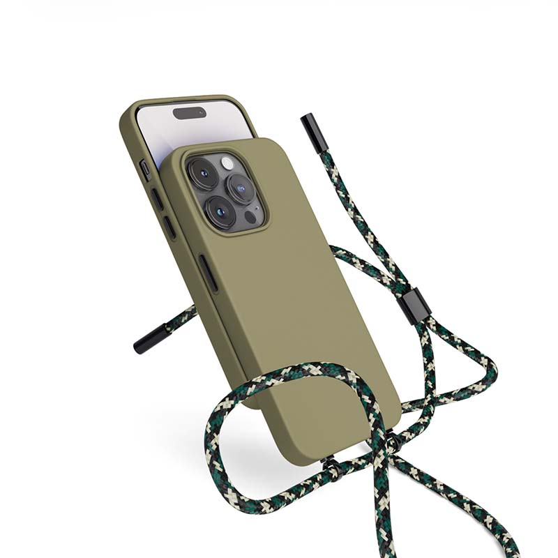 EPICO silikónový kryt so šnúrkou pre iPhone 14 Plus (6,7") - zelený