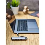 Epico USB-C HUB SLIM (4K HDMI a Ethernet) - strieborný, čierny kábel