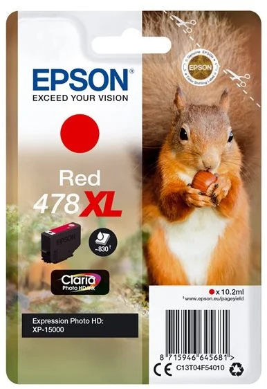 Epson 478XL Claria Photo HD Ink Red, červená - originálne C13T04F54010